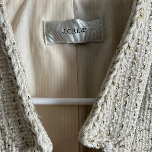 J.Crew Metallic Tweed Blazer Jacket in Off White - Size 10 ** - Picture 8 of 15